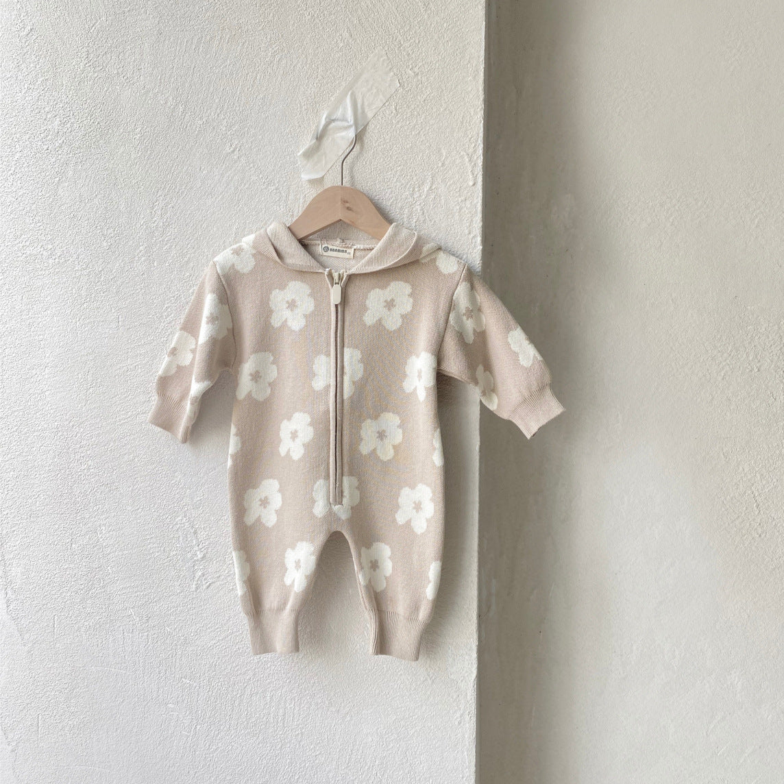 Beige Bodysuit with Flower pattern