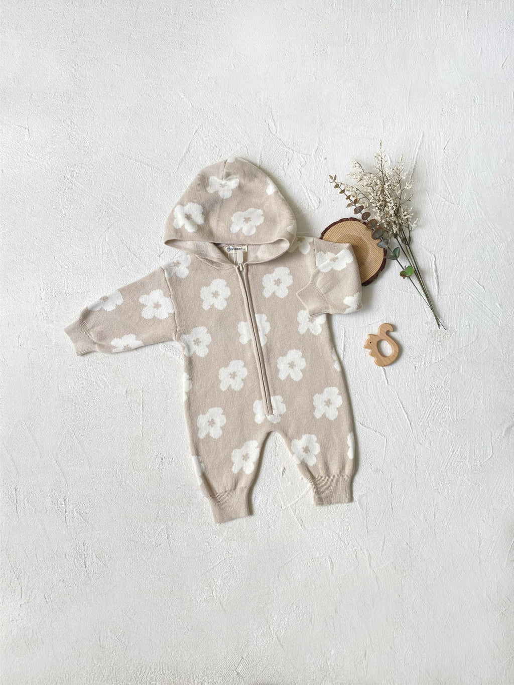 Beige Bodysuit with Flower pattern