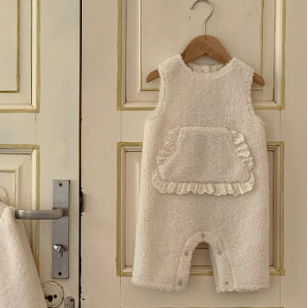 White Fleece Dungarees