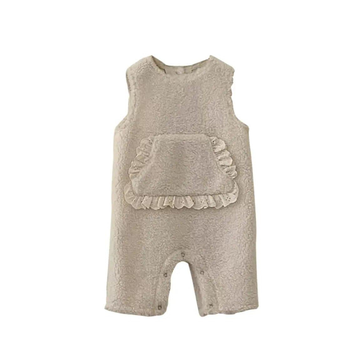 White Fleece Dungarees